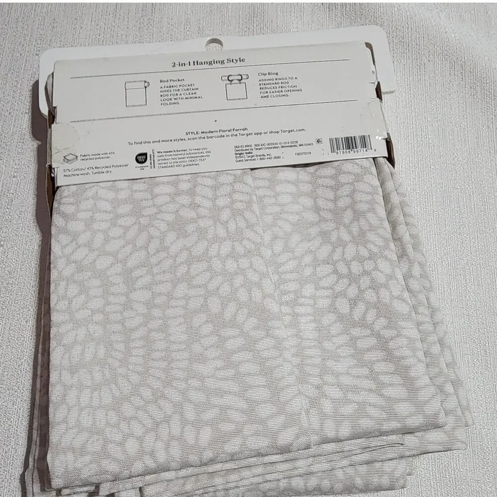 Threshold light filtering curtain W54'' x L 84'' Modern floral Farrah